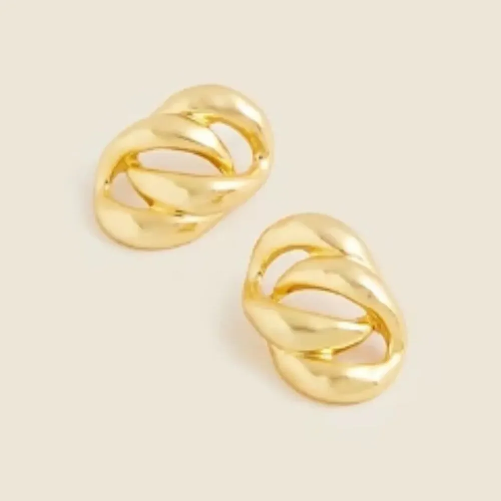 J.Crew Sculptural Link Earrings in Shiny Matte Gold (One Size)